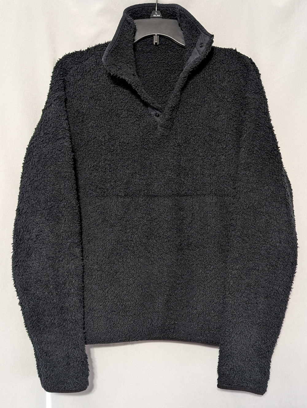 Skims Cozy Knit Pullover Womens XXS/XS Black Teddy 1/4 Snap Button Sweater